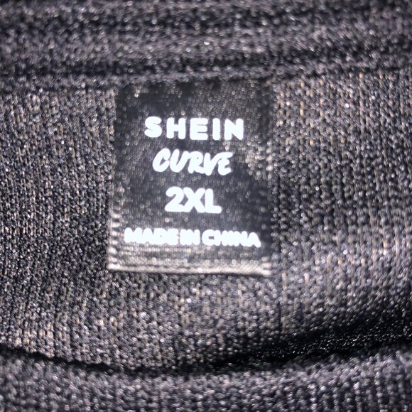 Shein Curve Sweater Womens 2XL Two Tone Black Tan Long Sleeve Pullover Crewneck - Picture 5 of 5
